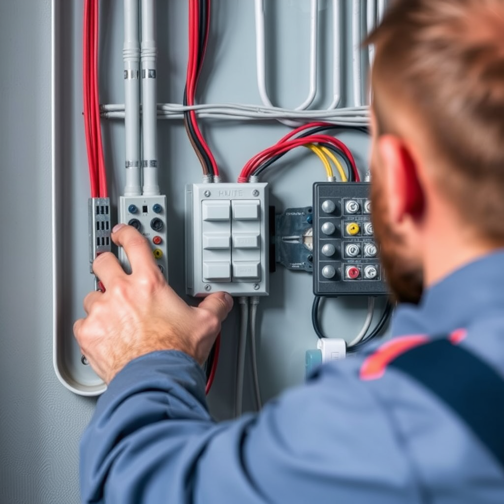 Skilled worker installing wall outlet