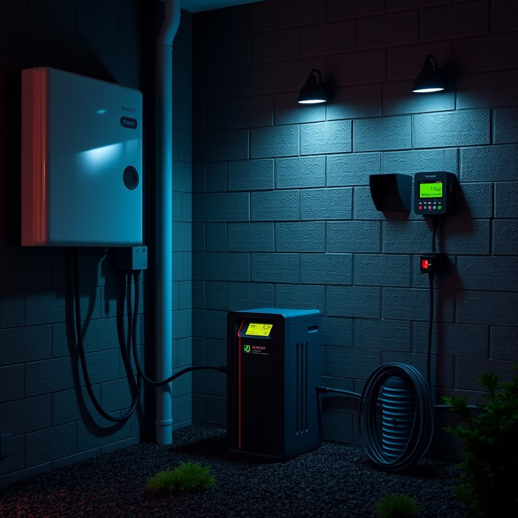 Technician inspecting light fixture