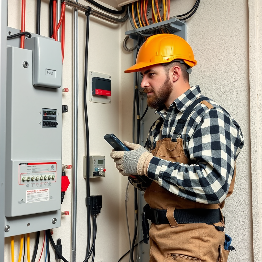 Technician focusing on wiring task