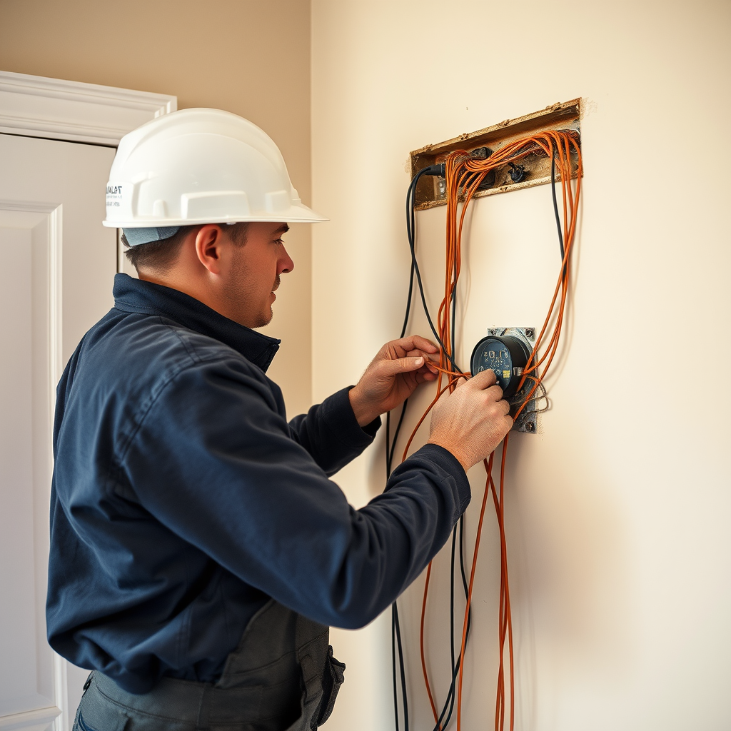 Electrician checking meter