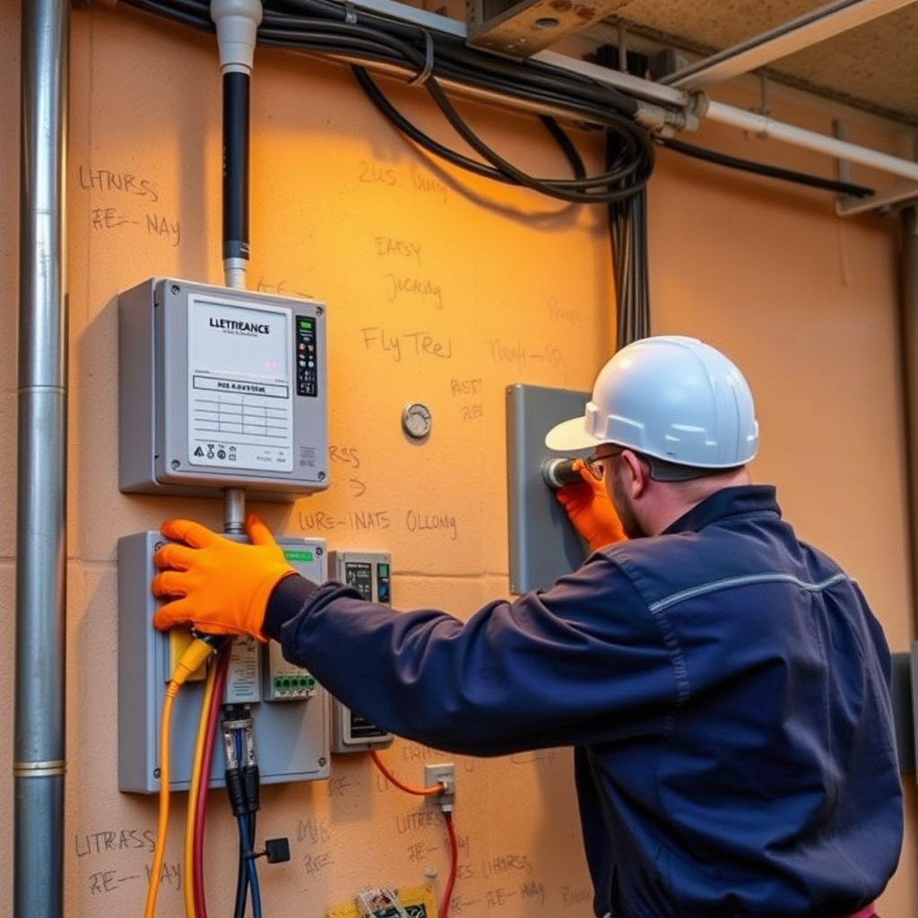 Electrician tightening connections