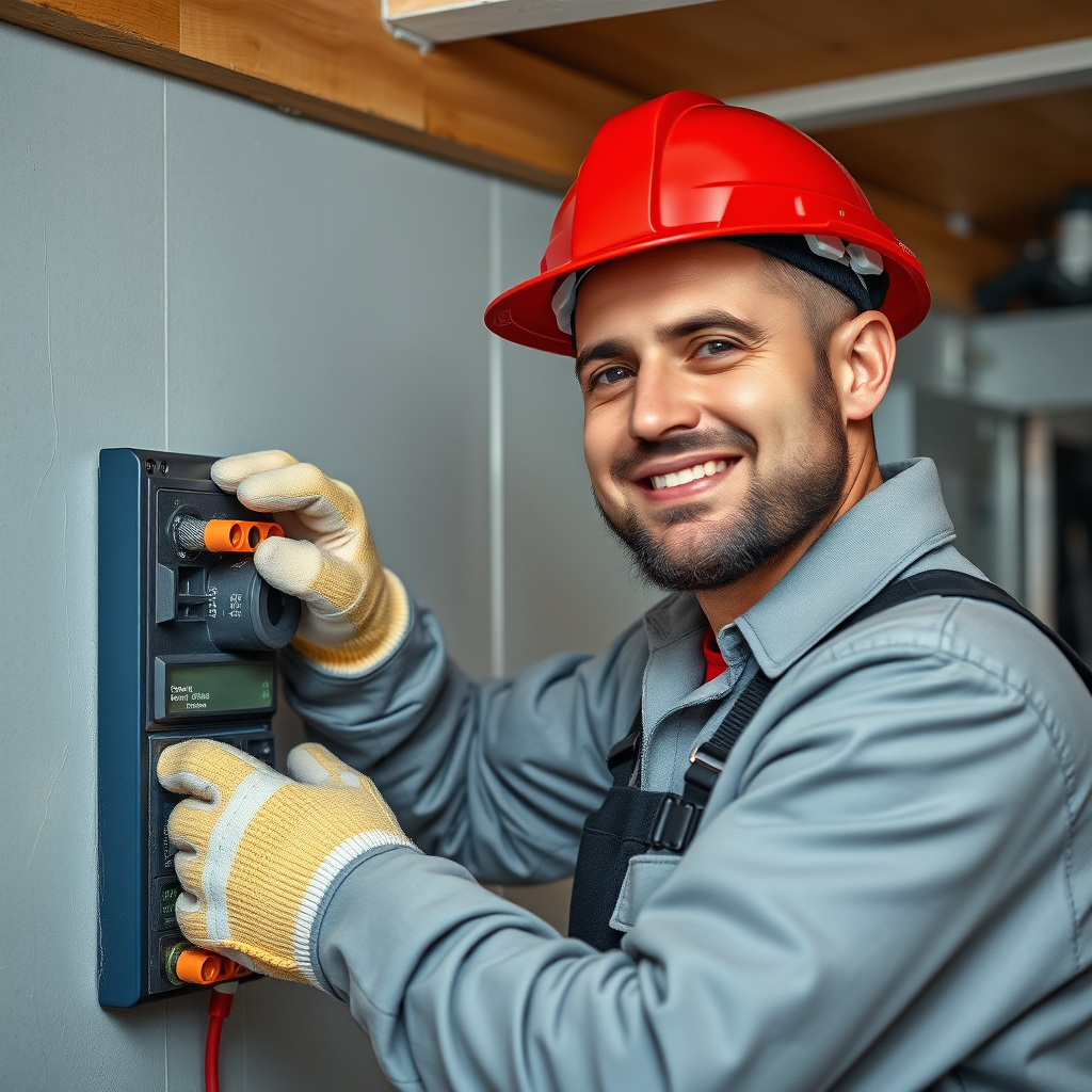 Technician performing system check